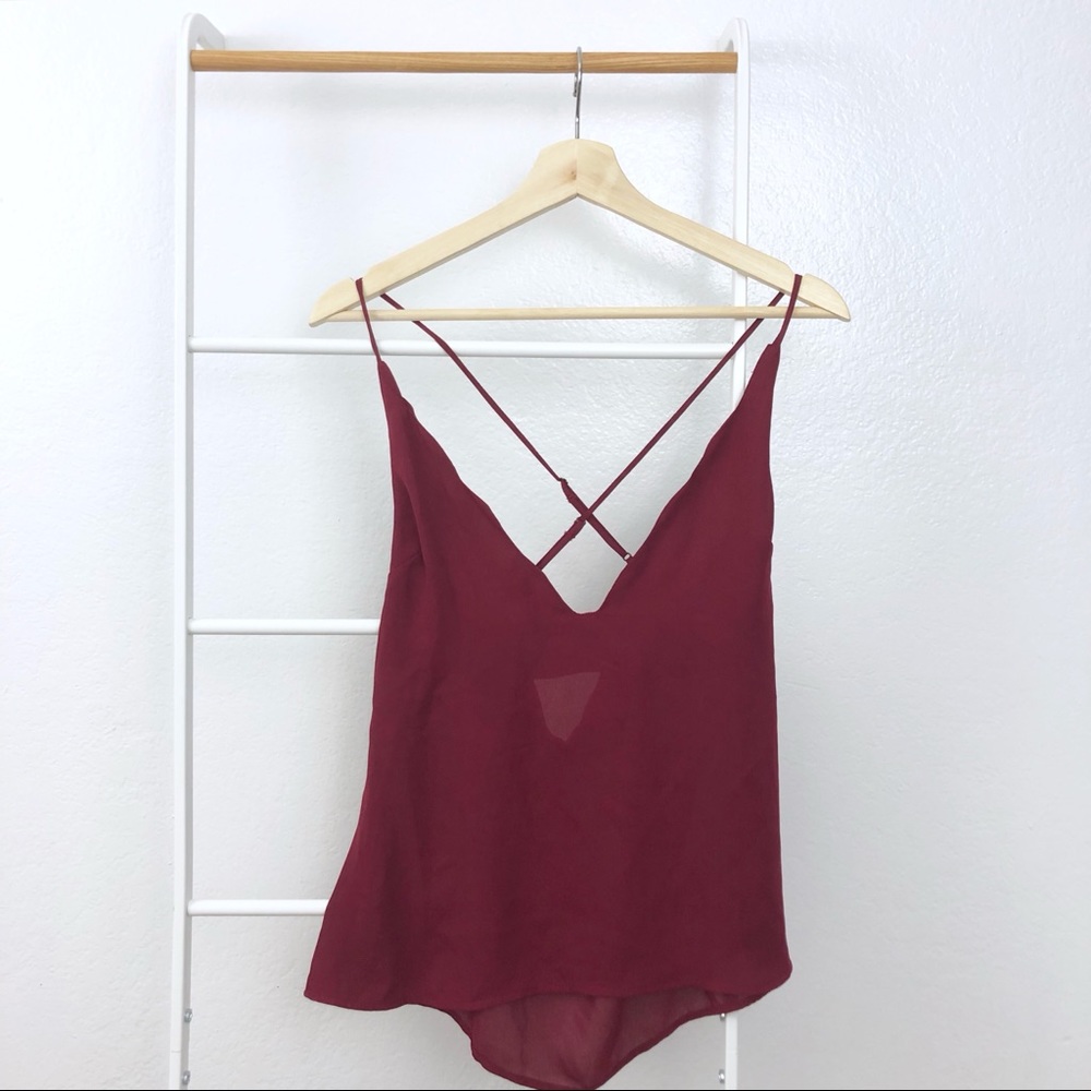 NWOT Nasty Gal Fuschia Criss Cross Strap Tank Top